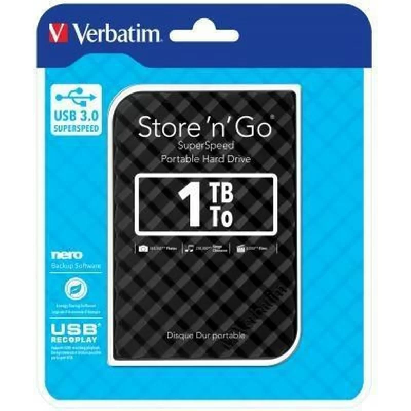 External Hard Drive Verbatim STORE 'N' GO 1 TB HDD 1 TB SSD