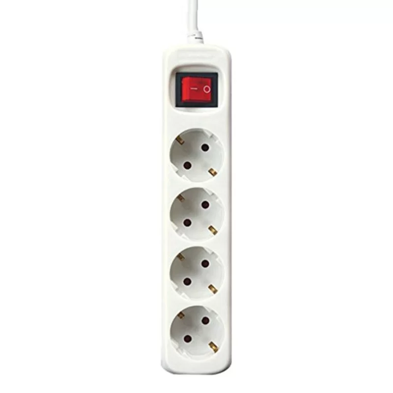 4-socket plugboard with power switch Silver Electronics White