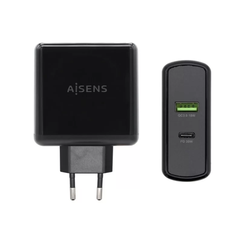 Wall Charger Aisens ASCH-2PD30QC-BK 48 W USB-C Black