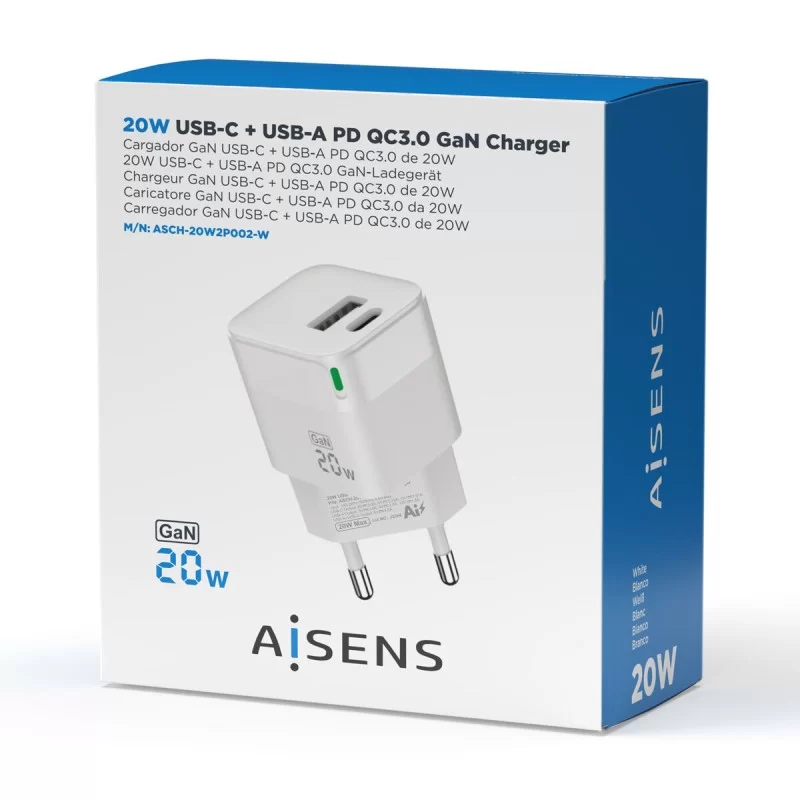 Wall Charger Aisens ASCH-20W2P002-W White 20 W