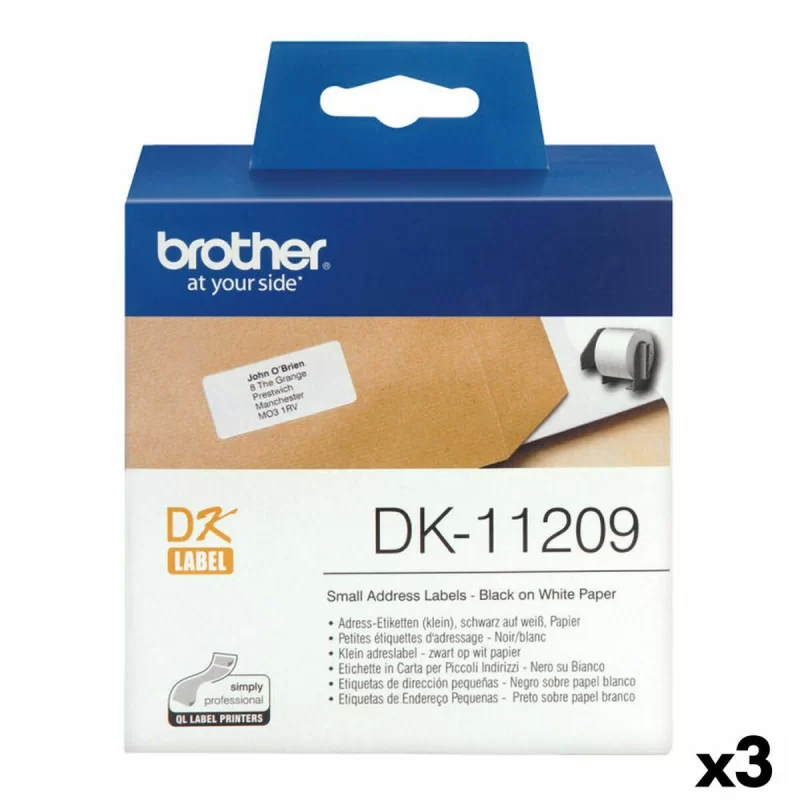 Printer Labels Brother DK-11209 Black/White 62 x 29 mm (3 Units)