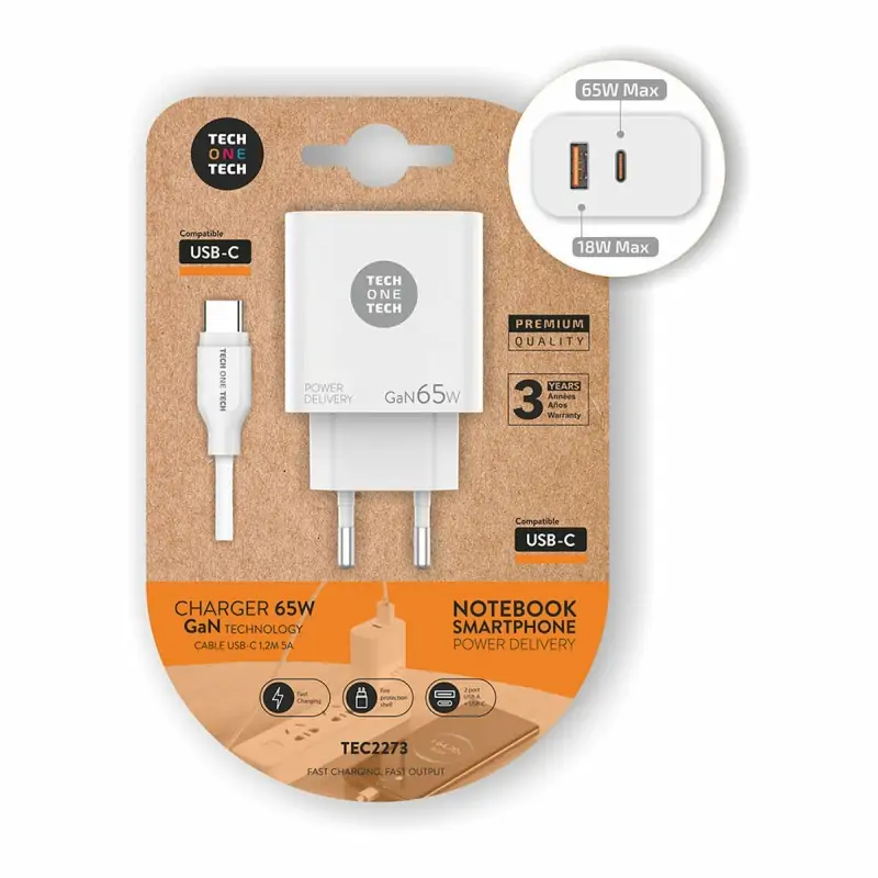Wall Charger + USB-C Cable Tech One Tech TEC2273