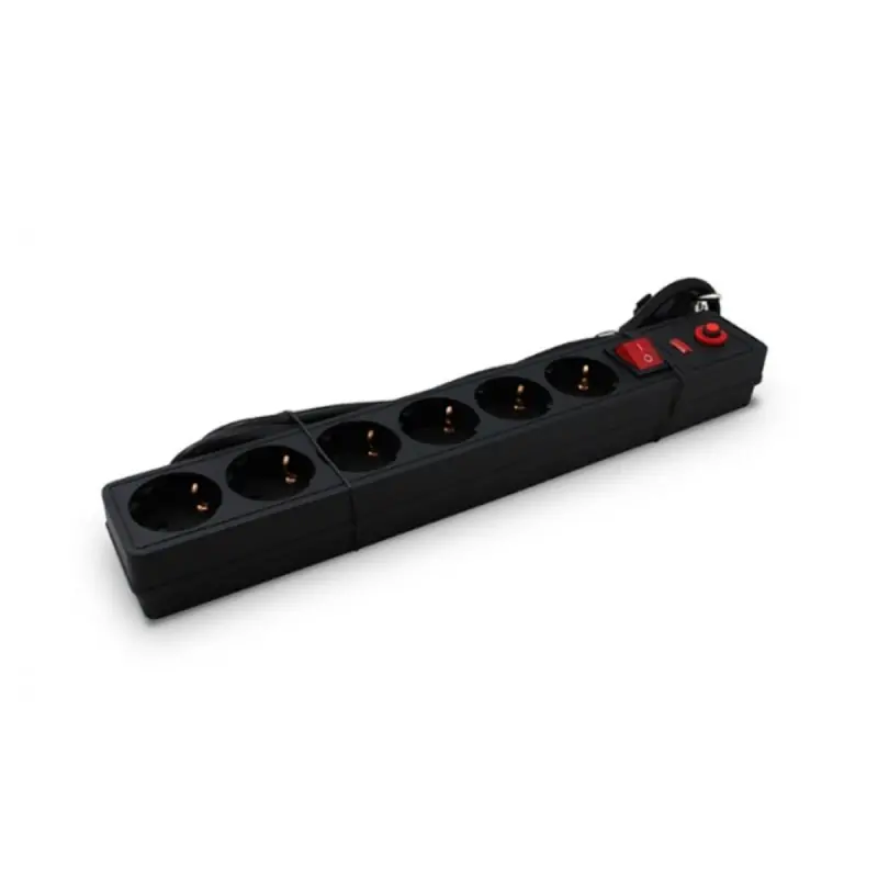 Power Socket - 6 Sockets with Switch 3GO REGP6 Black 1,5 m